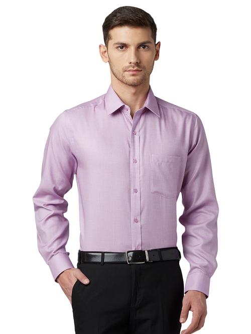 lavender self design formal shirt  - 17502250 - Very Small Image - 1