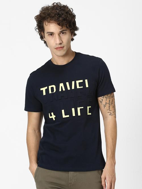 navy blue printed t-shirt - 17502625 - Very Small Image - 1