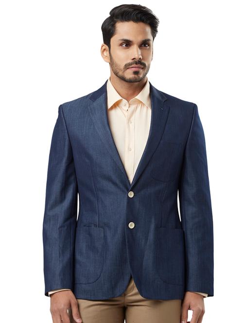 blue solid single breasted formal blazer - 17502777 - Very Small Image - 1