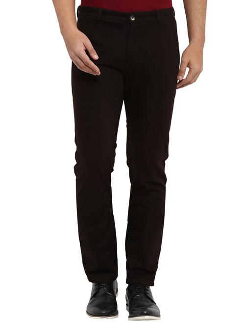 brown solid flat front casual trouser - 17504418 - Very Small Image - 1