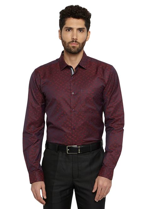 maroon self design formal shirt - 17506263 - Very Small Image - 1