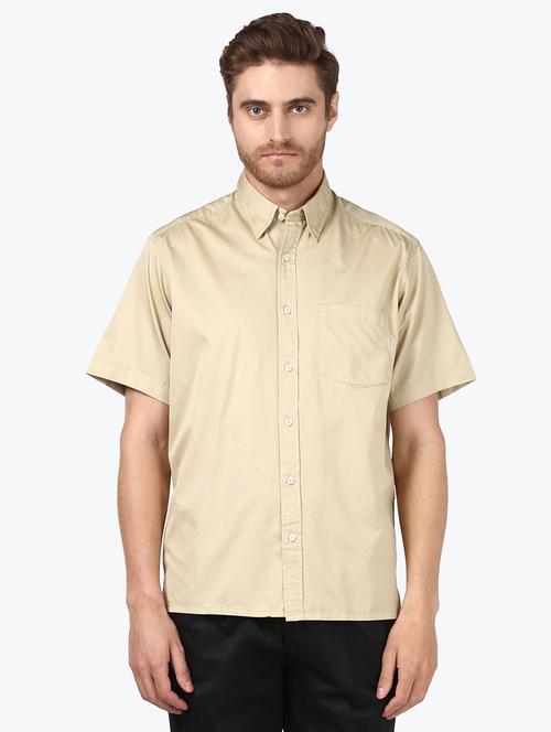 beige solid casual shirt - 17506351 - Very Small Image - 1