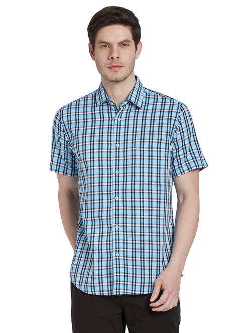 blue checkered casual shirt - 17506563 - Very Small Image - 1