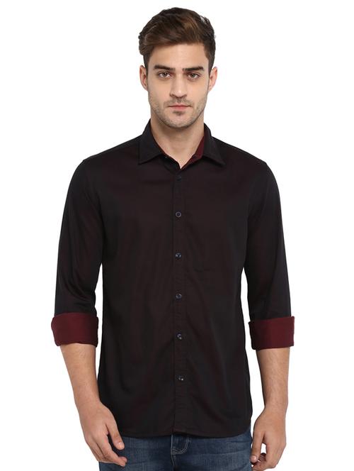 dark maroon solid casual shirt  - 17506952 - Very Small Image - 1