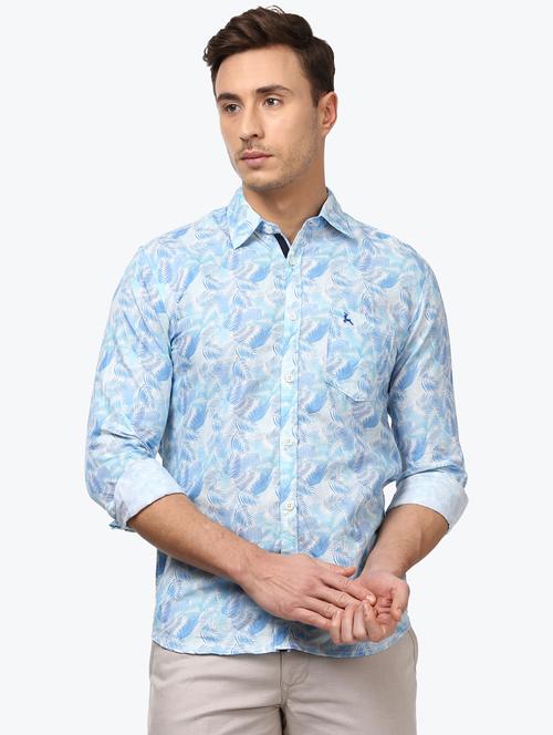 blue printed casual shirt - 17507146 - Very Small Image - 1