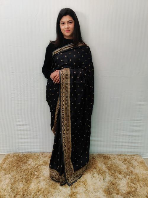 black zari work saree  - 17509134 - Very Small Image - 1