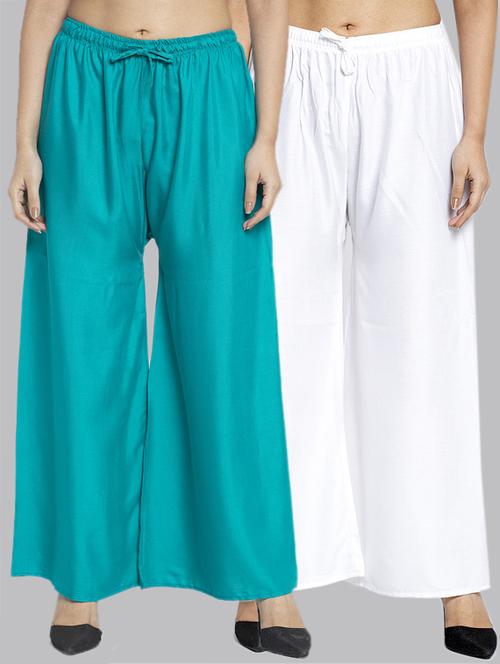 multi colored rayon combos palazzo - 17509330 - Very Small Image - 1