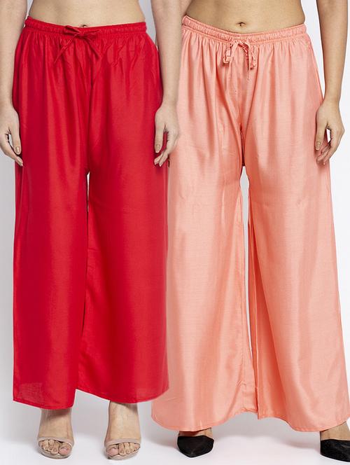 multi colored rayon combos palazzo - 17509344 - Very Small Image - 1