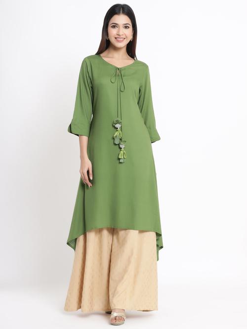 solid asymmetric kurta - 17509509 - Very Small Image - 1