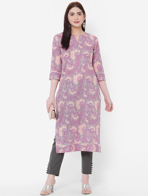 floral straight kurta - 17509640 - Very Small Image - 1