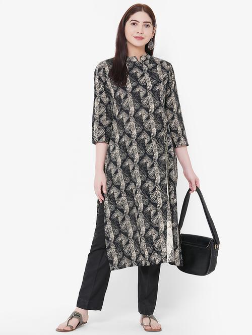 printed straight kurta - 17509641 - Very Small Image - 1