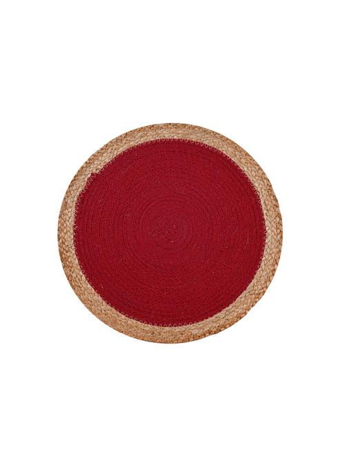 kds beautiful cotton and jute place mat for dinning table size(15x15 inches) (pack of 6)red - 17509708 - Very Small Image - 1
