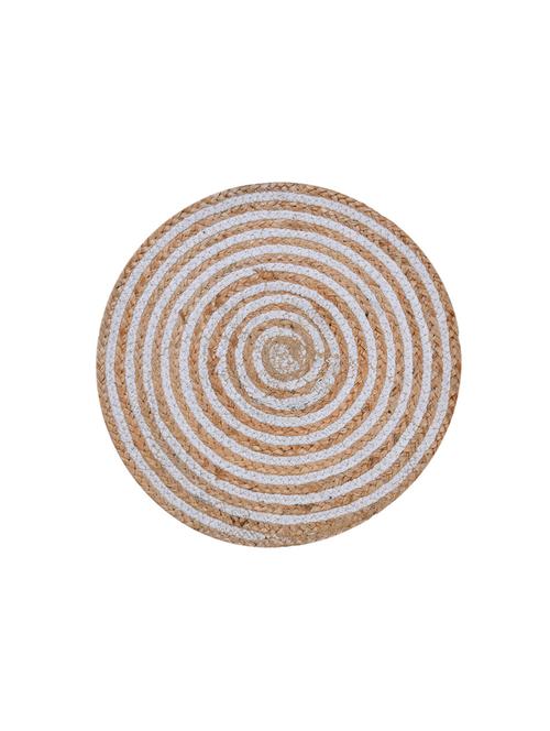 kds beautiful cotton and jute stripe place mat for dinning table  (pack of 6) size (15x15 inches)white - 17509710 - Very Small Image - 1