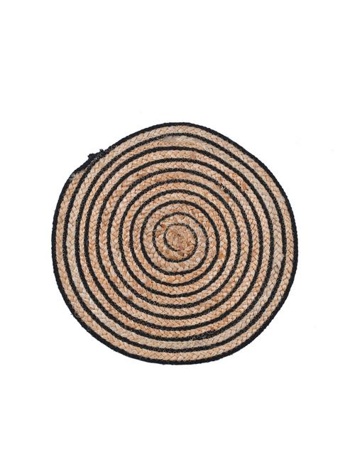 kds beautiful cotton and jute stripe place mat for dinning table  (pack of 2) size (15x15 inches)black - 17509715 - Very Small Image - 1