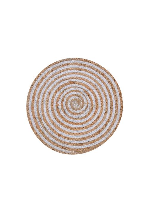 kds beautiful cotton and jute stripe place mat for dinning table  (pack of 2) size (15x15 inches)white - 17509716 - Very Small Image - 1