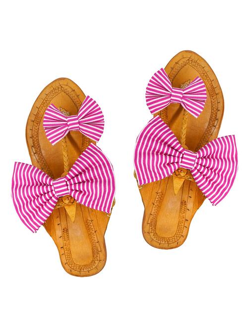 pink leather slip on kolhapuris - 17509767 - Very Small Image - 1