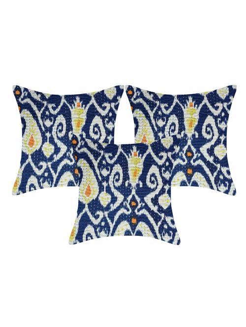 texstylers pure cotton kantha work assorted 140 tc jaipuri print cushion cover(pack of 3) - 17510325 - Very Small Image - 1