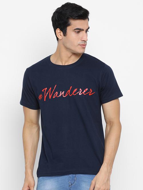 navy blue printed t-shirt - 17510755 - Very Small Image - 1