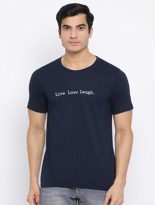 navy blue printed t-shirt - 17510813 - Very Small Image - 1