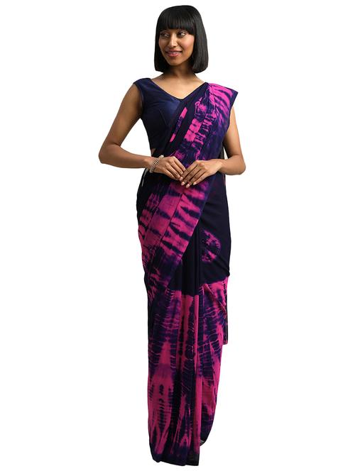 tie & dye printed saree with blouse - 17511304 - Very Small Image - 1