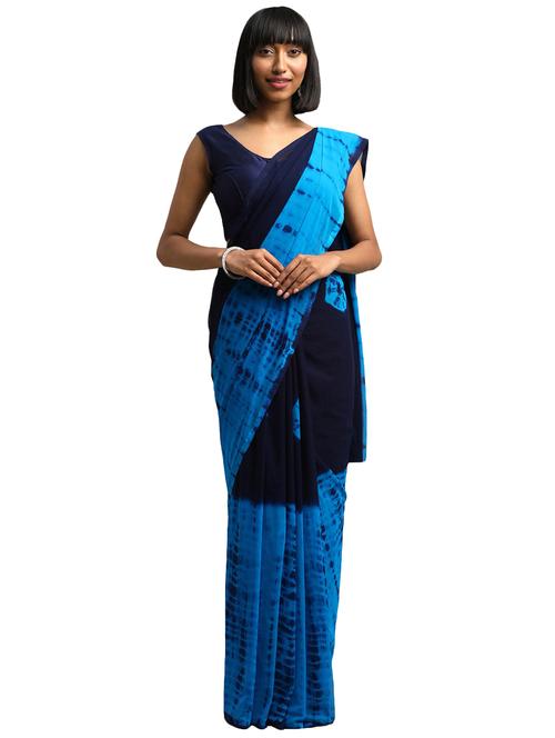 tie & dye printed saree with blouse - 17511316 - Very Small Image - 1