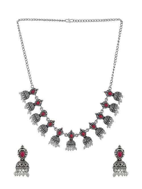  silver tone brass short necklace with earrings - 17511340 - Very Small Image - 1