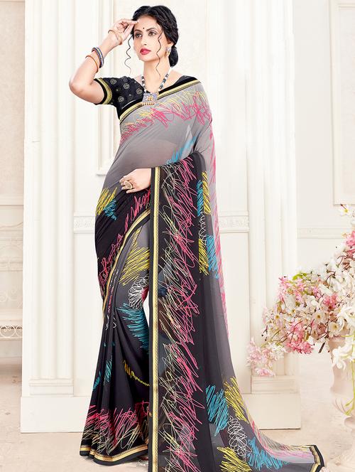 abstract printed saree - 17511375 - Very Small Image - 1
