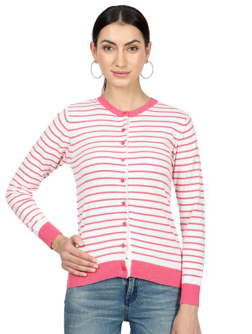 round neck striped cardigan - 17512475 - Very Small Image - 1