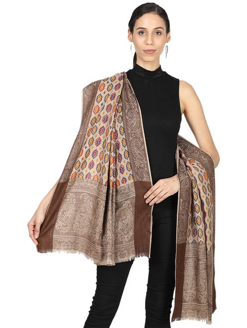 brown self design shawl - 17513082 - Very Small Image - 1