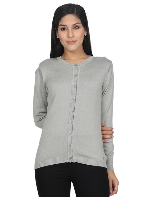 round neck woolen cardigan - 17513706 - Very Small Image - 1