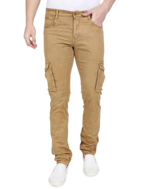khaki solid cargos - 17513813 - Very Small Image - 1
