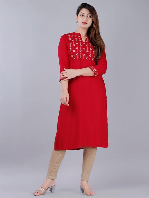 women's straight kurta - 17514410 - Very Small Image - 1