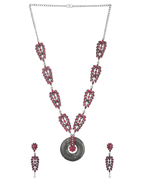 red tone silver brass short necklace - 17514568 - Very Small Image - 1