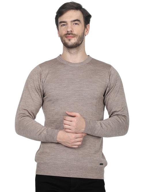 beige solid wool pullover - 17515035 - Very Small Image - 1