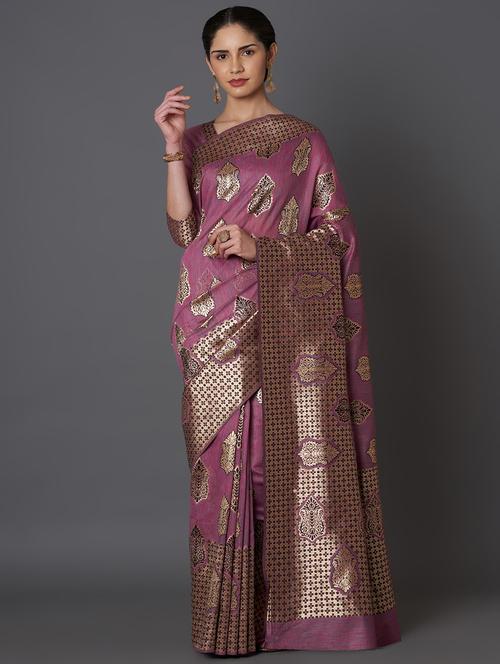 women's self design mauve colored saree - 17515112 - Very Small Image - 1
