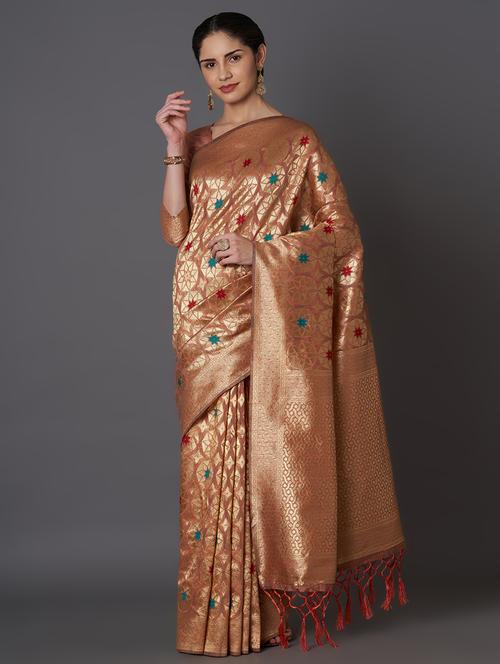 women's self design beige colored saree - 17515121 - Very Small Image - 1