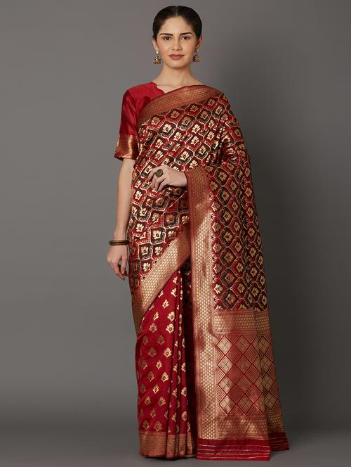 maroon maheshwari saree - 17515178 - Very Small Image - 1