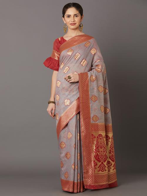 women's self design grey colored saree - 17515195 - Very Small Image - 1