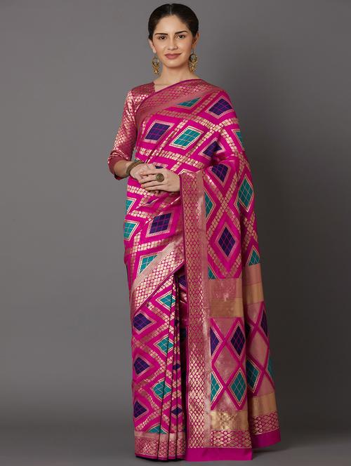Women's Self Design Pink Colored Saree - 17515202 - Very Small Image - 1