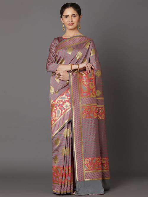 women's self design brown colored saree - 17515211 - Very Small Image - 1