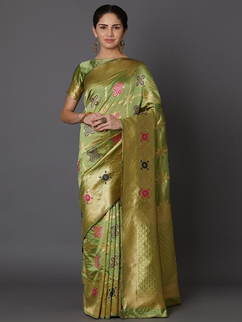 women's self design light green colored saree - 17515244 - Very Small Image - 1