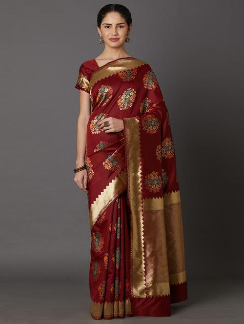 jacquard work maheshwari saree - 17515262 - Very Small Image - 1