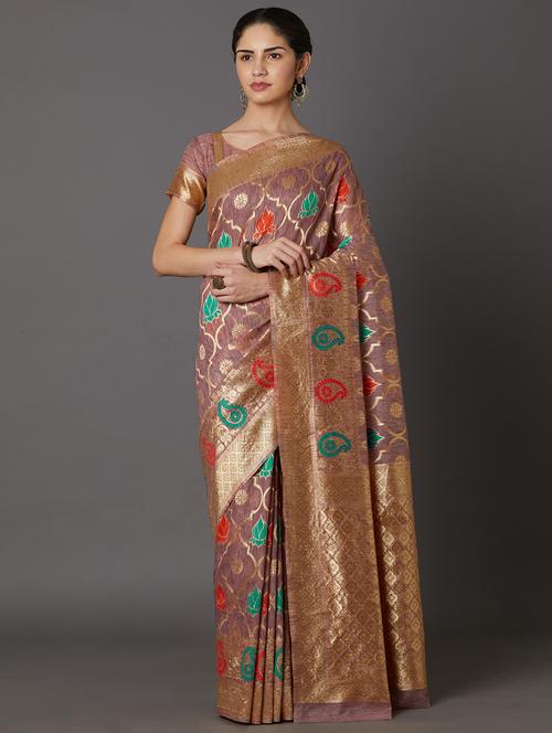 women's self design peach colored saree - 17515286 - Very Small Image - 1