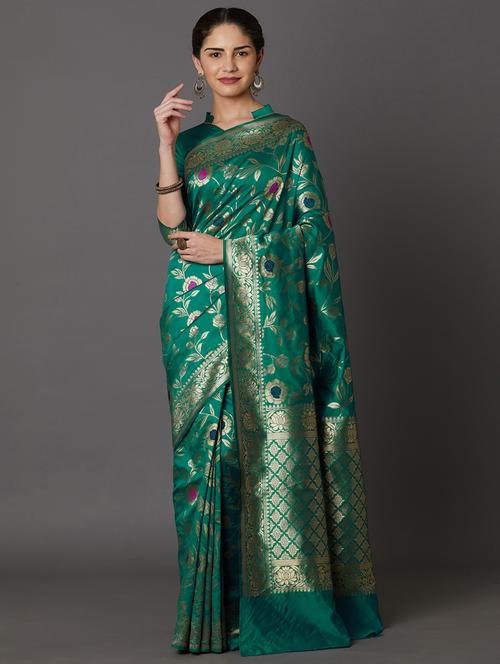 women's banarasi saree - 17515289 - Very Small Image - 1