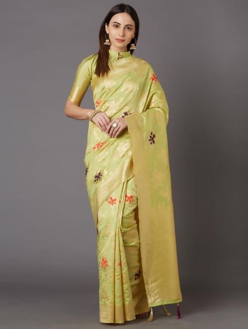 neo mint banarasi saree - 17515295 - Very Small Image - 1