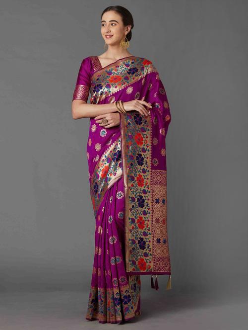 women's banarasi saree - 17515324 - Very Small Image - 1