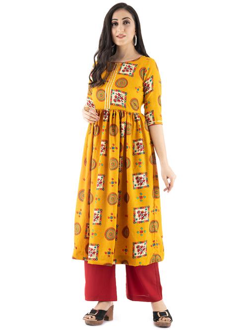 printed  a-line kurti - 17515852 - Very Small Image - 1