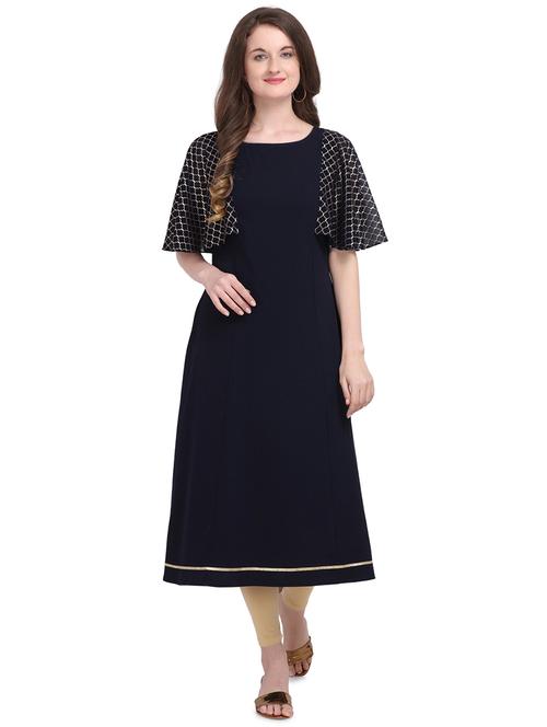 solid  a-line kurti - 17515890 - Very Small Image - 1