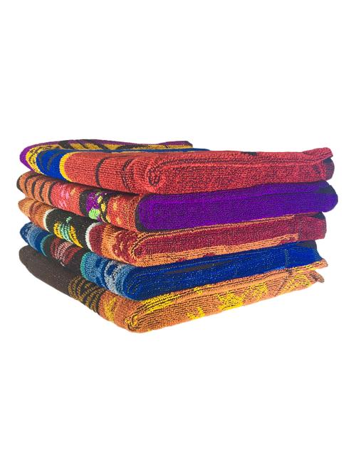 shop by room terry weave cotton quick dry hand towel - set of 5 - 12 x 20 inch - multicolour - 17518030 - Very Small Image - 1