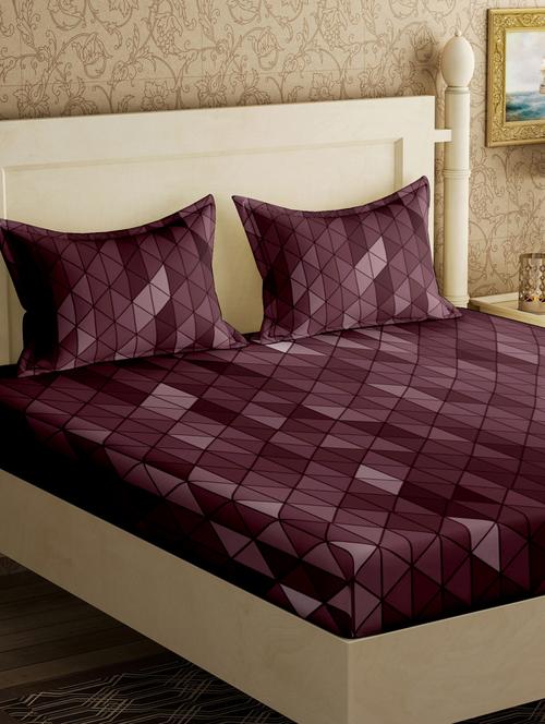 bella casa classic double bedsheet set queen size 104 tc poly cotton purple colour - 17520920 - Very Small Image - 1
